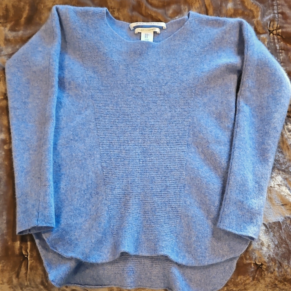 Max Studio Blue 2 Ply Cashmere Sweater